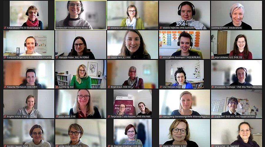 Zoom-Gruppenfoto der NQZ-Konferenz zu den IN FORM-Bundesprojekten.