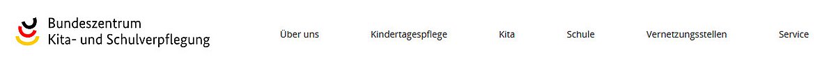 Zeigt die Hauptbereiche der Website www.gemeinsamgutessen.de des Bundeszentrums Kita- und Schulverpflegung.